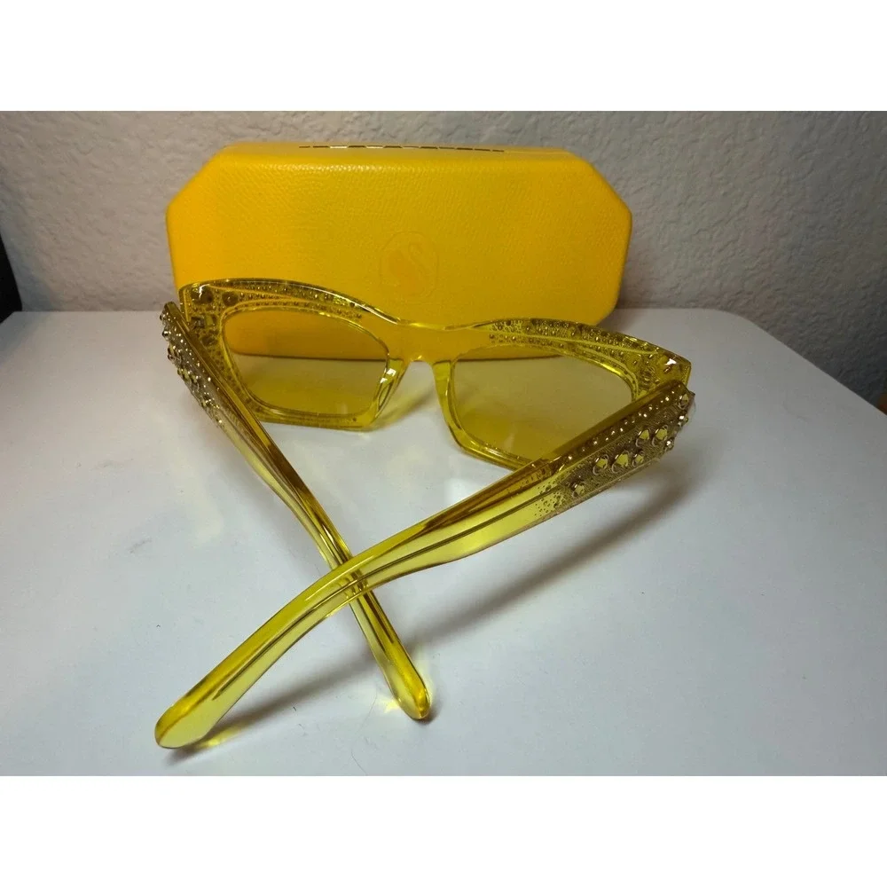 Swarovski SK380 Yellow Crystal Embellished Cat Eye Sunglasses 55-20-135